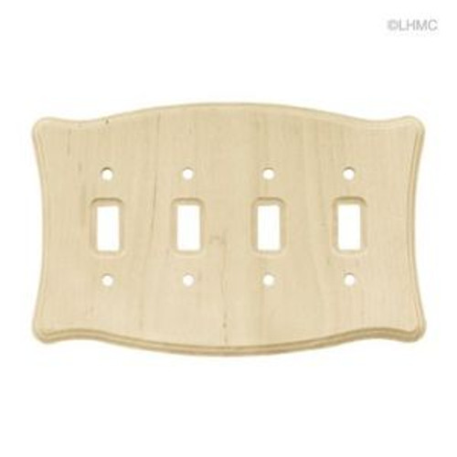 64633 Unfinished Wood Scalloped Quad Switch Cover Wall Plate