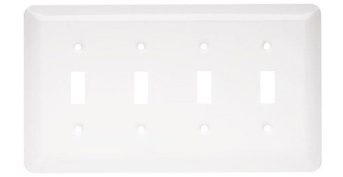 126432 White Stamped Metal Quad Switch Plate Cover