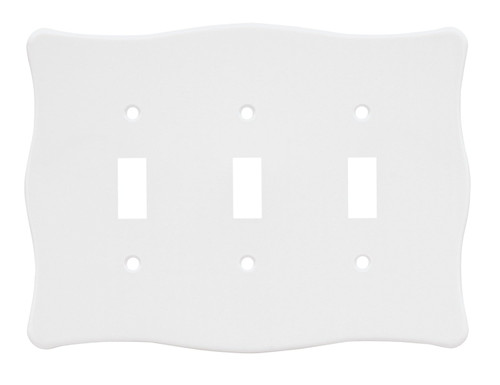 W143NMC-W White Scallop Triple Switch Outlet Cover Wall Plate