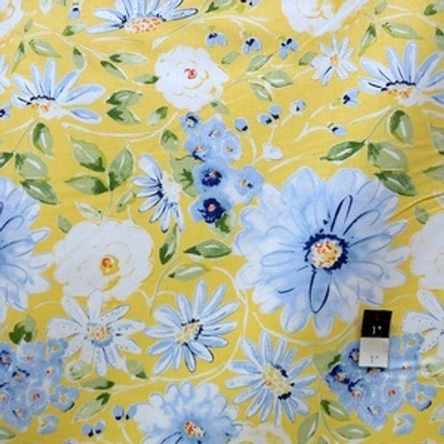 Dena Designs LIDF007 Sunshine Gardenia Yellow Linen Fabric By Yard