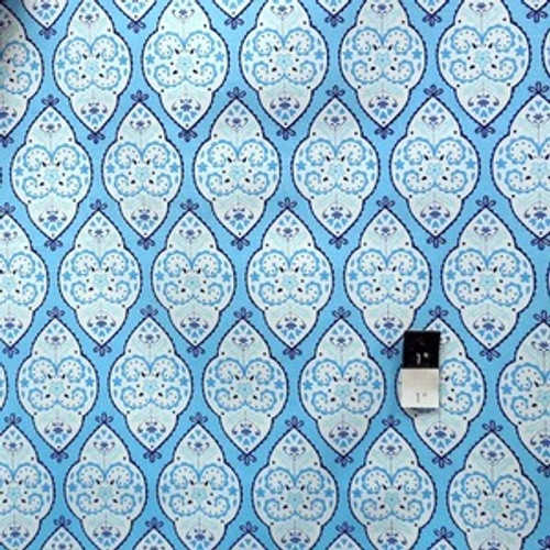 Dena Designs LIDF004 Sunshine Medallion Aqua Linen Fabric By Yard