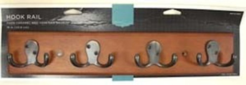 085-03-0562 16" 4 Hook Coat/Hat Rail Dk Carmel & Venetian Bronze