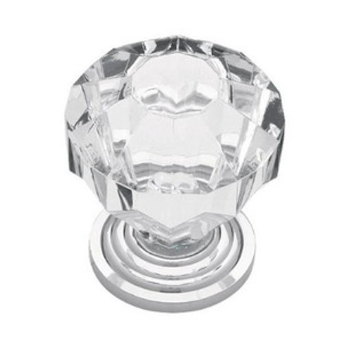 P30122-CHC  1 1/4" Clear Acrylic Polished Chrome Knob Drawer Pull