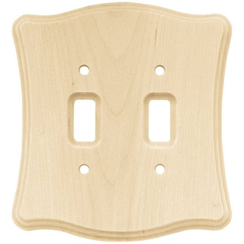 Brainerd 64631 Scallop Unfinished Wood Double Switch Wall Plate