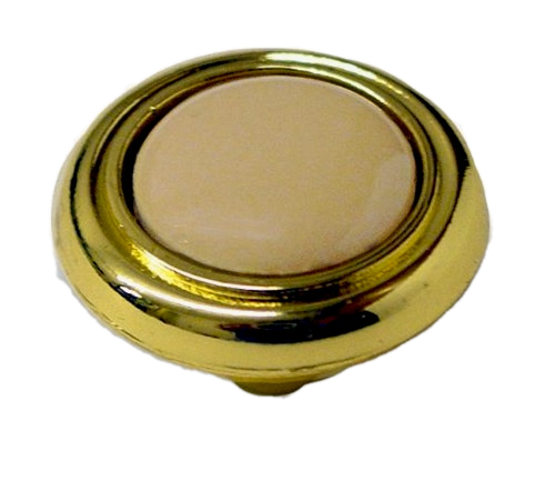 P50081-ABA Antique Brass & Almond Ceramic 1 1/4 Cabinet Drawer Pull Knob