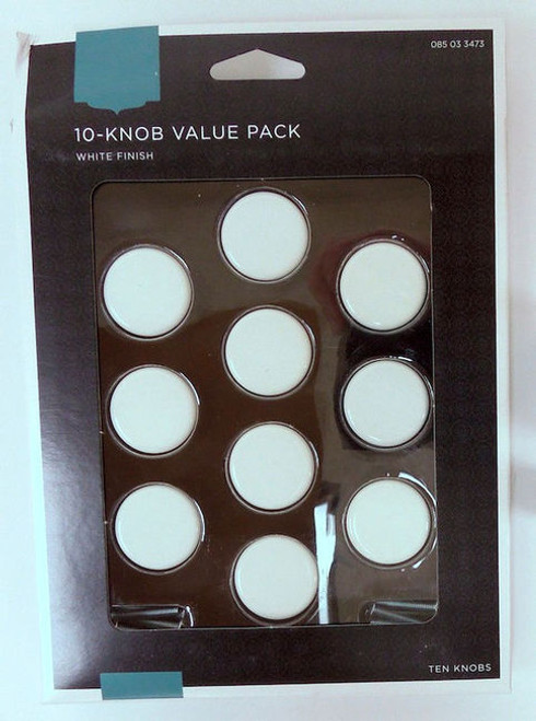085-03-3473 1 1/8" White Round Cabinet Drawer Knob 10 Pack