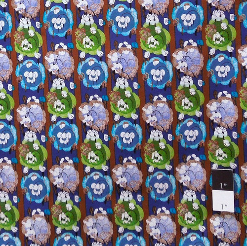 Victoria and Albert PWVA007 Benedictus Flower Stripe Navy Fabric By Yard