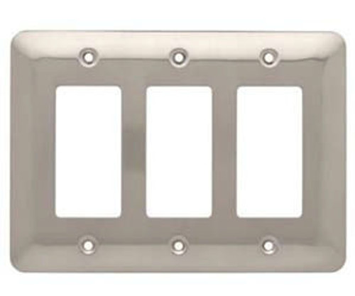 126442 Stamped Satin Nickel Triple GFCI Switch Cover Wall Plate