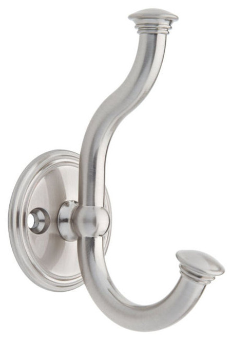 120609 Ringed Double Prong Hook Satin Nickel