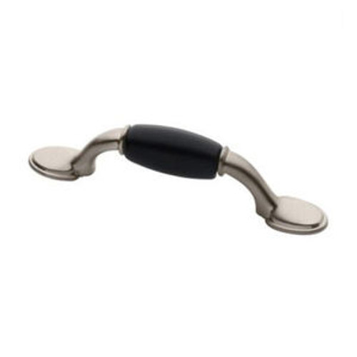 P50011C-SNB Satin Nickel & Black 3" Spoon Foot Cabinet Drawer Knob Pull