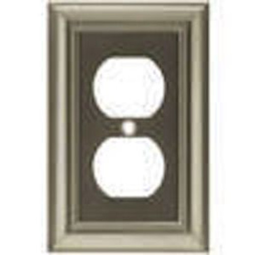 W10086-SN Architectural Single Duplex Outlet Cover Plate Satin Nickel