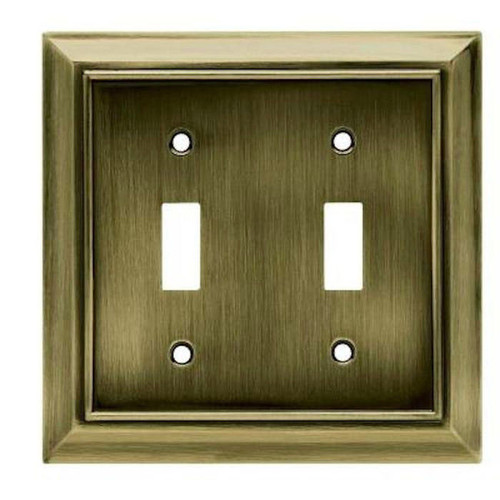 W10085-AB Architect Antique Brass Double Switch Combo Cover Plate
