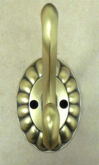BBF036Y-ABT Antique Brass Double Prong Robe Coat Hat Robe Hook