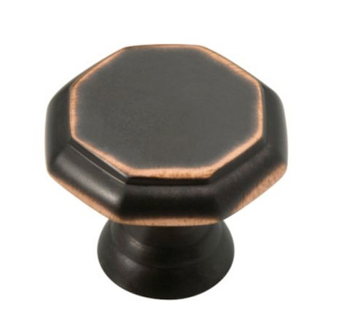 PN0292M-VBC 1 1/8" Octagon Bronze w/ Copper Cabinet Drawer Knob 2 Pack