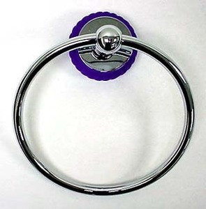 Ascot Towel Ring Bath Accessories Chrome w/ Blue Glass