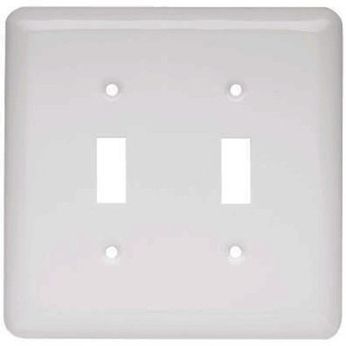 W10246-W Stamped White Double Switch Cover Plate