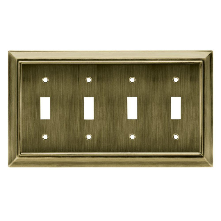 W10600-AB Antique Brass Architect Quad Switch Cover Plate W10600-AB Antique Brass Architect Quad Switch Cover Plate
