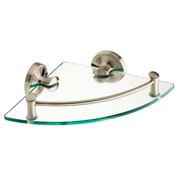 EXTEN16-BN Bath Corner Glass Shelf Brushed Nickel Finish