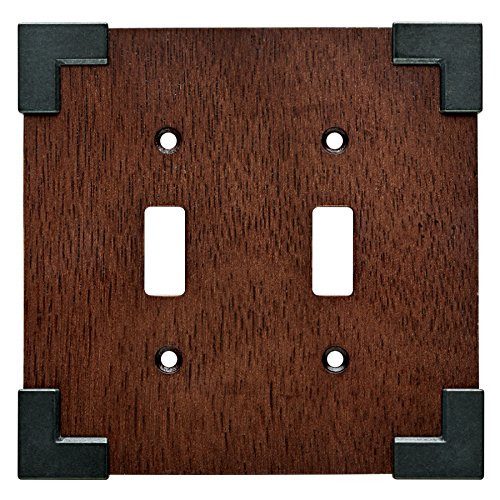 W27029-CHS Rowland Double Switch Cover Plate Charcoal Ebony & Soft Iron