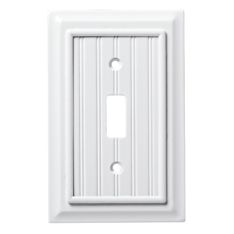 W17838-PW Pure White Beadboard Wood Architect Single Switch Cover Plate