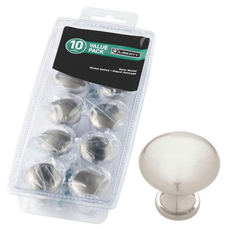 P50154L-STN-U1 1 1/4" Satin Nickel Round Garrett Cabinet Drawer Knob 10 Pack