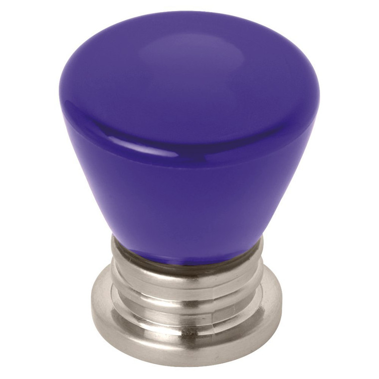 P15843C-28​1 Crystal Lace 1 1/8" Round Cabinet Drawer Knob Satin Nickel & Blue