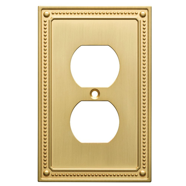 W35059-BB Brushed Brass Beaded Single Duplex Cover Plate