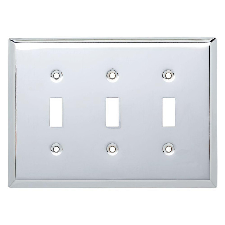 W10224-PC Chrome Stamped Metal Triple Switch Cover Plate