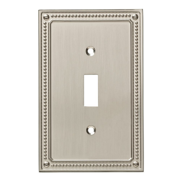 W35058-SN Satin Nickel Classic Beaded Single Switch Cover Plate