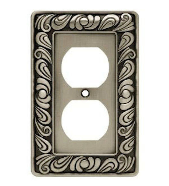 Franklin Brass W10110V-BSP Paisley Single Duplex Satin Pewter Cover Plate 3 Pack