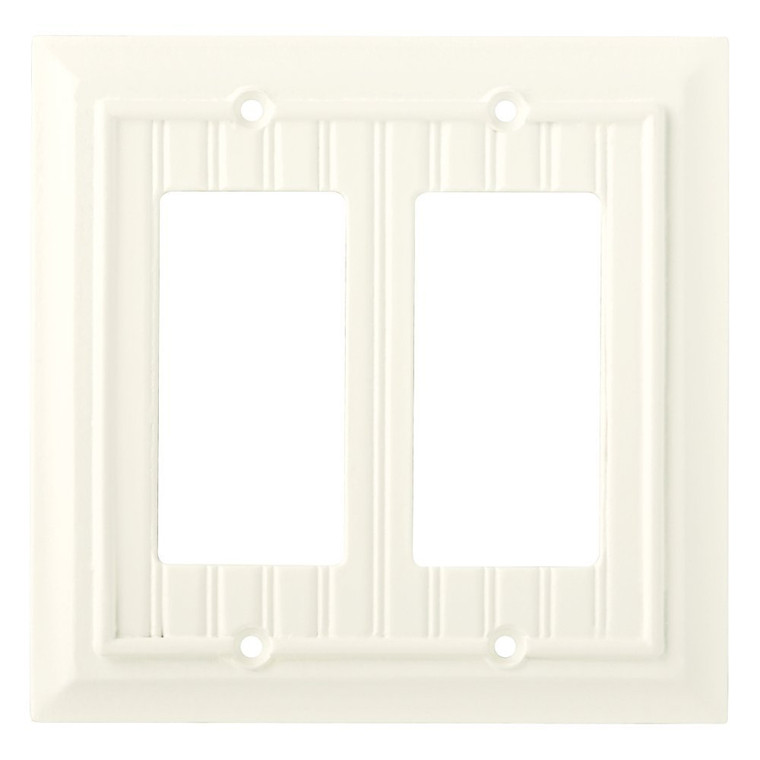 Brainerd 126469 White Beadboard Wood Architect Double GFCI Cover Plate