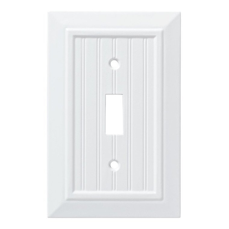 W35265-PW Pure White Beadboard Wood Architect Single Switch Cover Plate