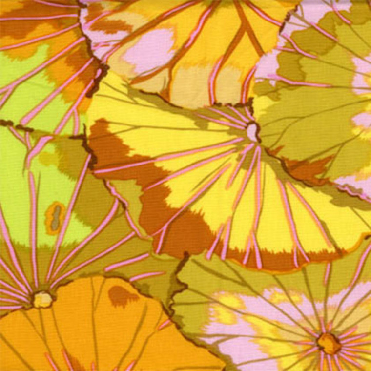Kaffe Fassett GP29 Lotus Leaf Yellow Cotton Fabric By The Yard