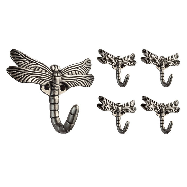 Franklin Brass B46145Y-BSP Brushed Satin Pewter Dragonfly Coat & Hat Hook 5 Pack