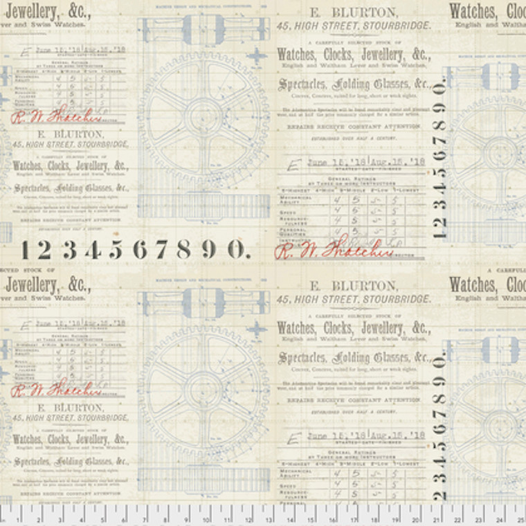 Tim Holtz PWTH064 Dapper Gears Neutral Cotton Fabric By Yard