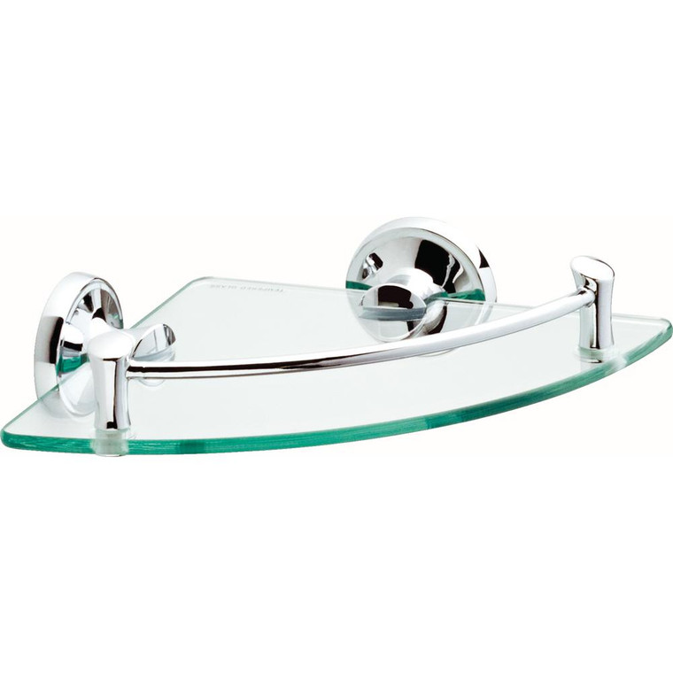 Delta EXTEN16-PC 8" Glass Corner Shelf w/ Polished Chrome Finish