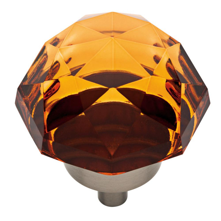 Liberty P36737C-AMB 1 3/8" Large Faceted AmberGlass & Satin Nickel Cabinet Knob Liberty P36737C-AMB 1 3/8" Large Faceted AmberGlass & Satin Nickel Cabinet Knob