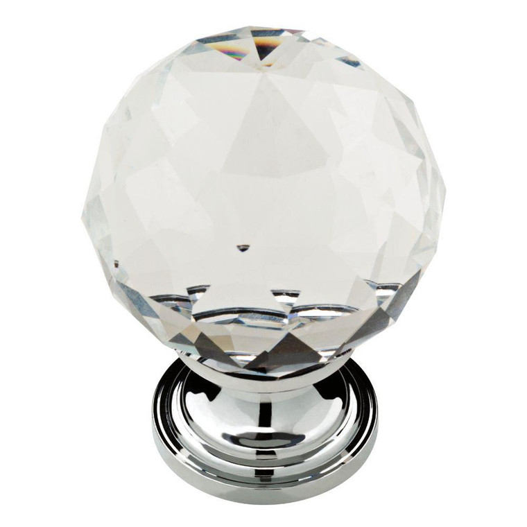NOR05-CHC  Nora 1 3/16" Clear Faceted Glass & Polished Chrome Knob 4 Pack NOR05-CHC  Nora 1 3/16" Clear Faceted Glass & Polished Chrome Knob 4 Pack