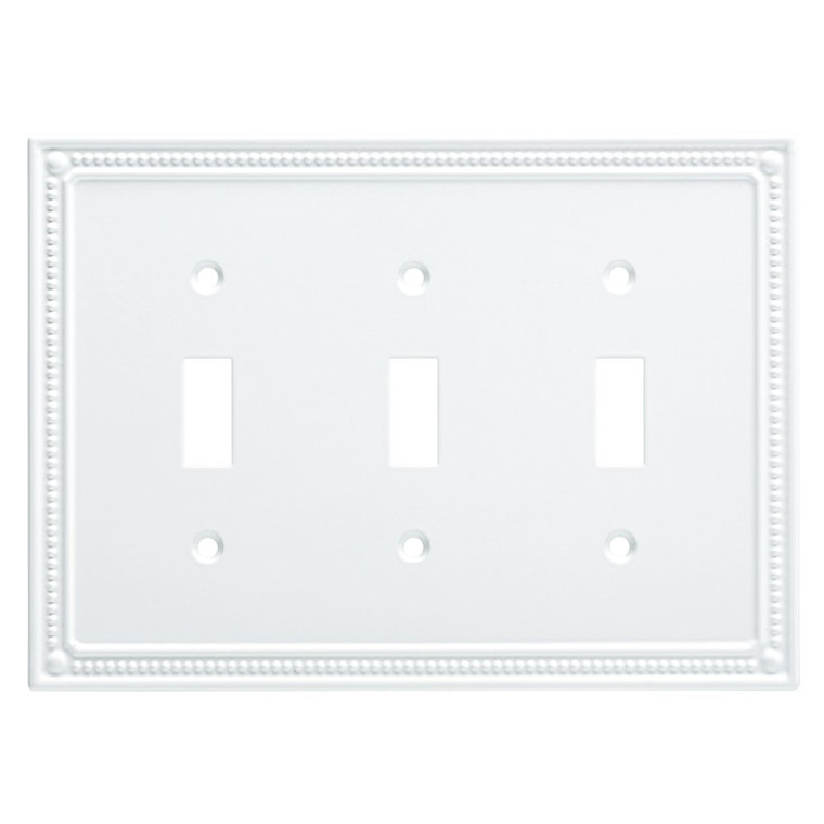 Franklin Brass W35066-PW Pure White Classic Beaded Triple Switch Cover Plate