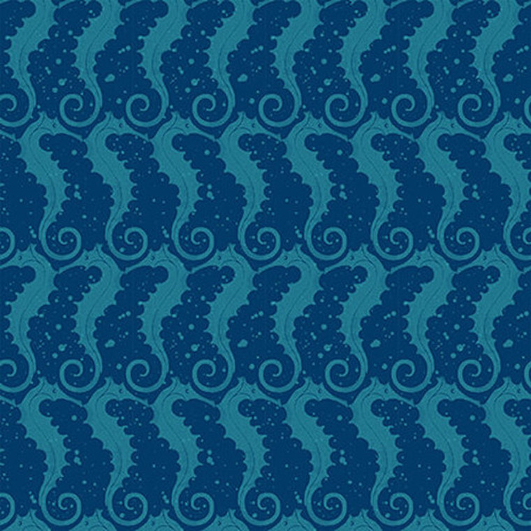 Blank Quilting 9555-77 Seaglass Seahorse Blue Cotton Fabric By The Yard