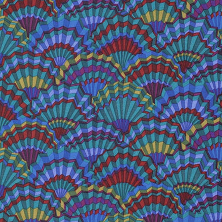 Kaffe Fassett PWGP143 Paper Fans Teal Cotton Quilting Fabric By The Yard