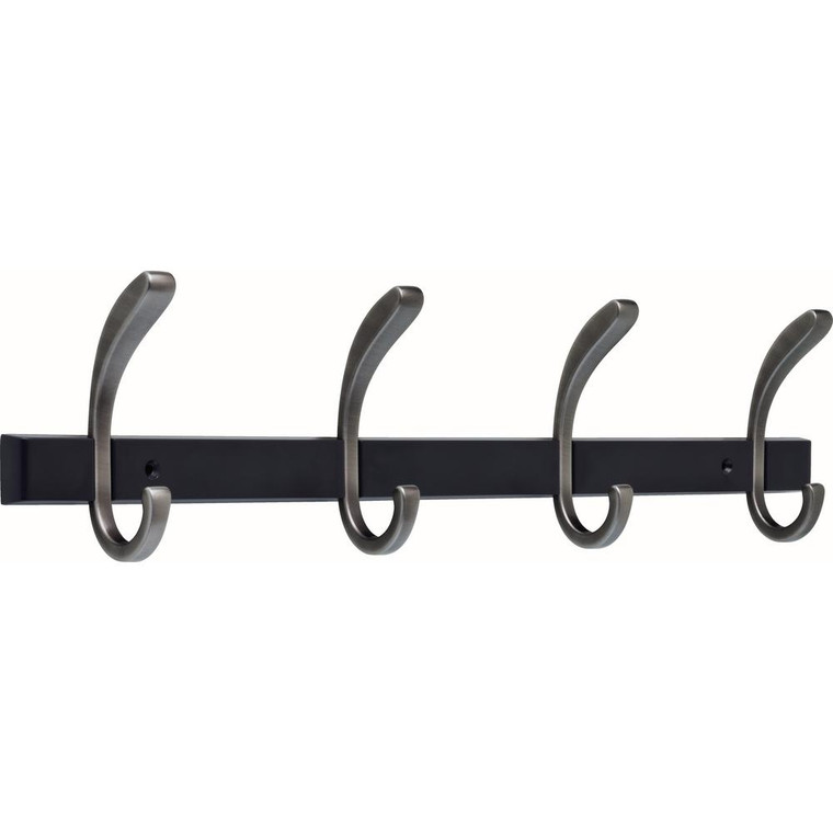 LibertyR38576-HFB 24" Softened Curve 4 Hook Rail Heirloom Silver & Black