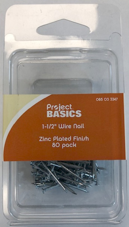 Project Basics 085-03-3347 1 1/2" Wire Nails 80 Pack Zinc Finish Project Basics 085-03-3347 1 1/2" Wire Nails 80 Pack Zinc Finish