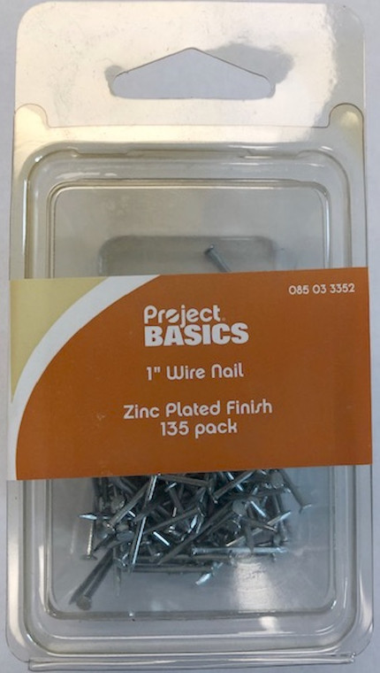 Project Basics 085-03-3352 1" Wire Nails 135 Pack Zinc Finish Project Basics 085-03-3352 1" Wire Nails 135 Pack Zinc Finish