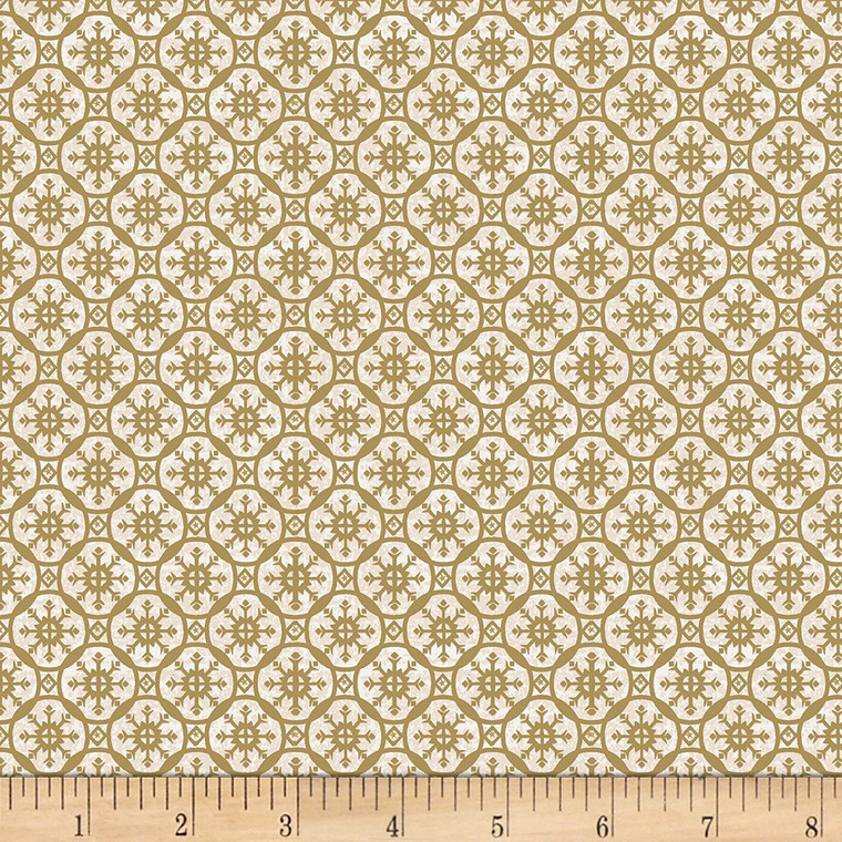 Stof Fabrics 4497-012 Gloria Medallion Gold Cotton Fabric By The Yard