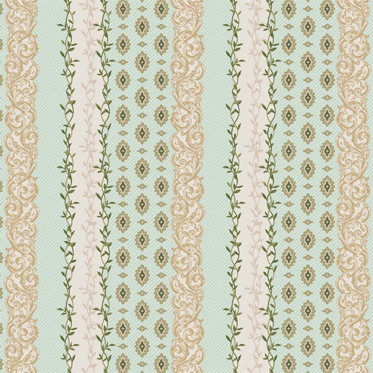 Stof Fabrics 4500-059 Petite Coeur Stripe Blue Cotton Fabric By The Yard