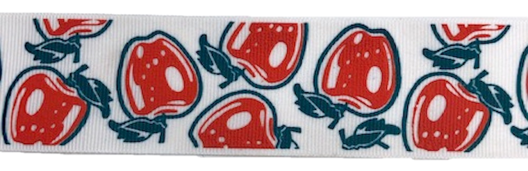 Apples Fabric Grosgrain Ribbon 1 1/2" Wide  10 Yards