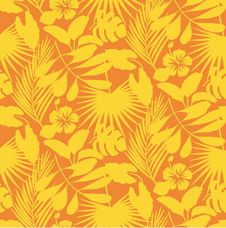 Studio e Gone Wild 4740-44 Tropical Foliage Yellow Cotton Fabric By Yard