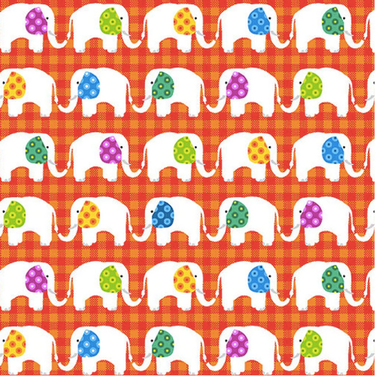 Studio e Gone Wild 4741-38 Elephants Dk Orange Cotton Fabric By Yard