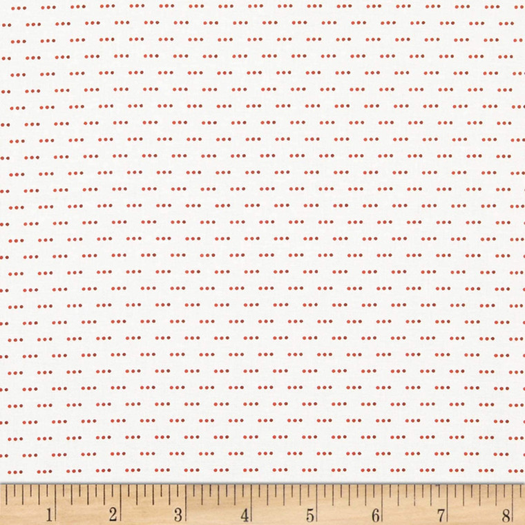 Stof Fabrics 4512-324 Colour Fun Row Dots White & Red Cotton Fabric By The Yard